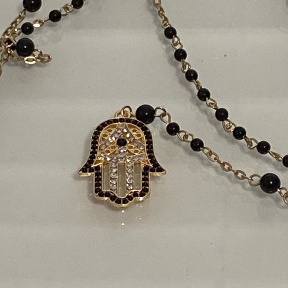Hamsa long beaded necklace - Picture 2 of 2